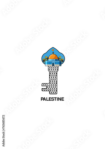 Palestine key with al Quds in the middle 
