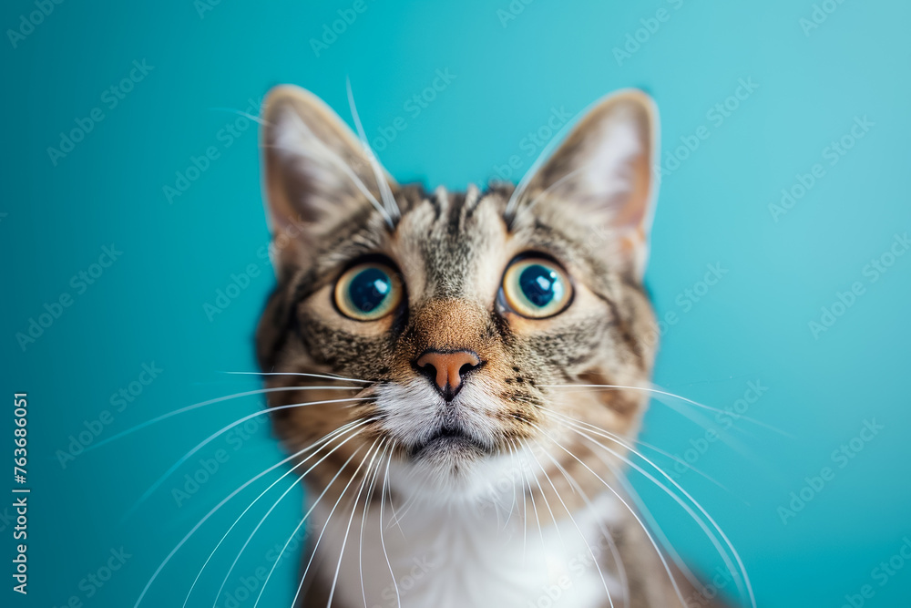 A cat with blue eyes stares at the camera A cat with blue eyes stares at the camera
