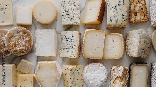 Assorted Cheese Varieties Displayed on a Table
