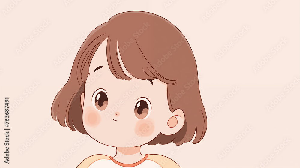 Hand drawn cartoon cute little girl children's day illustration Hand drawn cartoon cute little girl children's day illustration