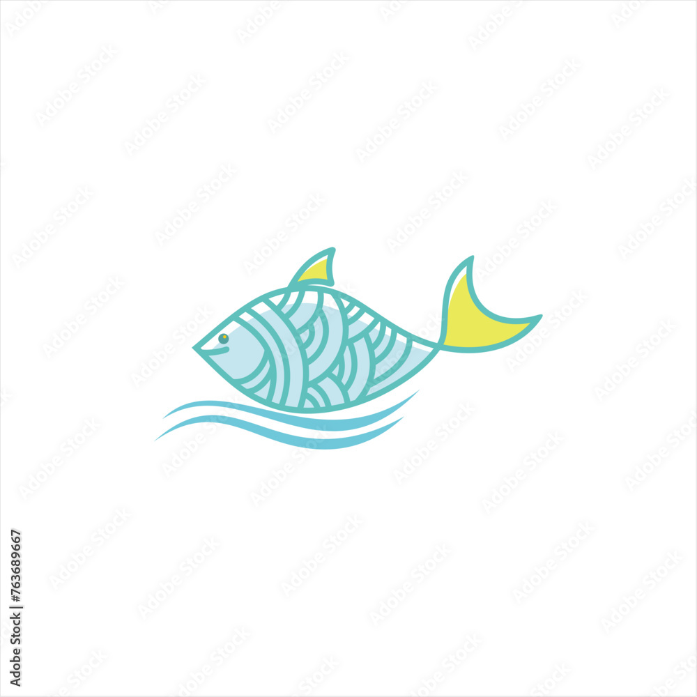 Creative Fish Logo Design in blue