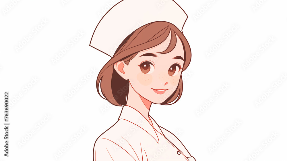 Hand drawn cartoon cute nurse illustration