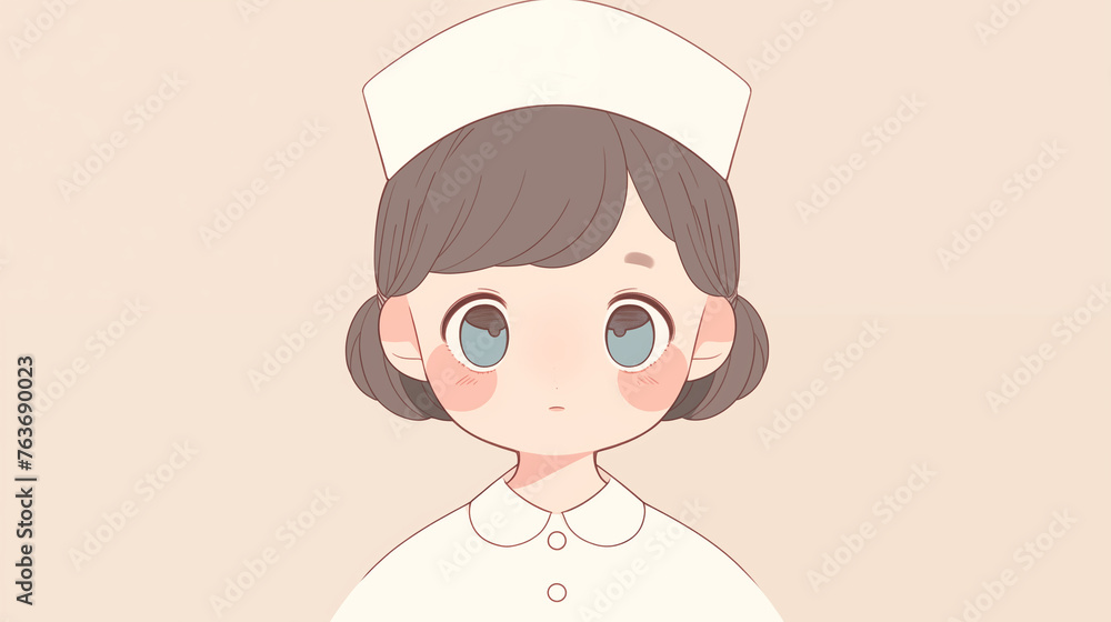 Hand drawn cartoon cute nurse illustration Hand drawn cartoon cute nurse illustration