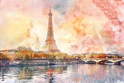 a painting of the Eiffel tower in Paris, France. generative ai