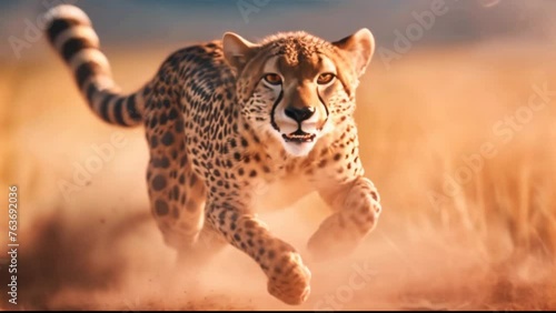 Cheetahs roam the savanna grassland in the national park. Showcasing the beauty of the forest alongside other big tigers. Among the wilderness and natural habitats