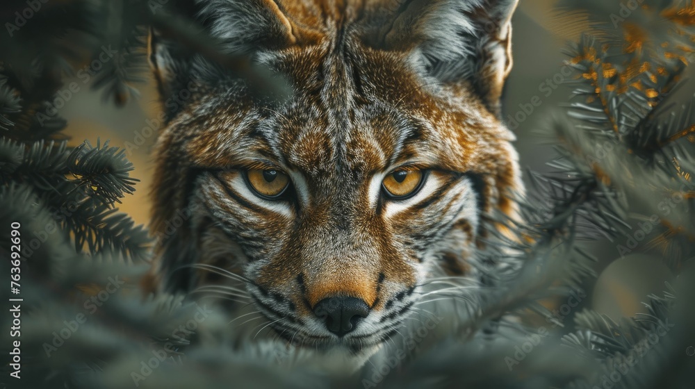 Witness the piercing intensity of a lynx's gaze in the untamed wilderness, showcasing its razor-sharp focus and elusive cunning. Witness the piercing intensity of a lynx's gaze in the untamed wilderness, showcasing its razor-sharp focus and elusive cunning.
