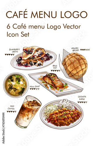 Cafe menu logo vector icon set