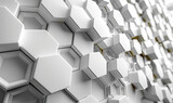 3d background with white hexagons. Honeycomb pattern. Created with Ai