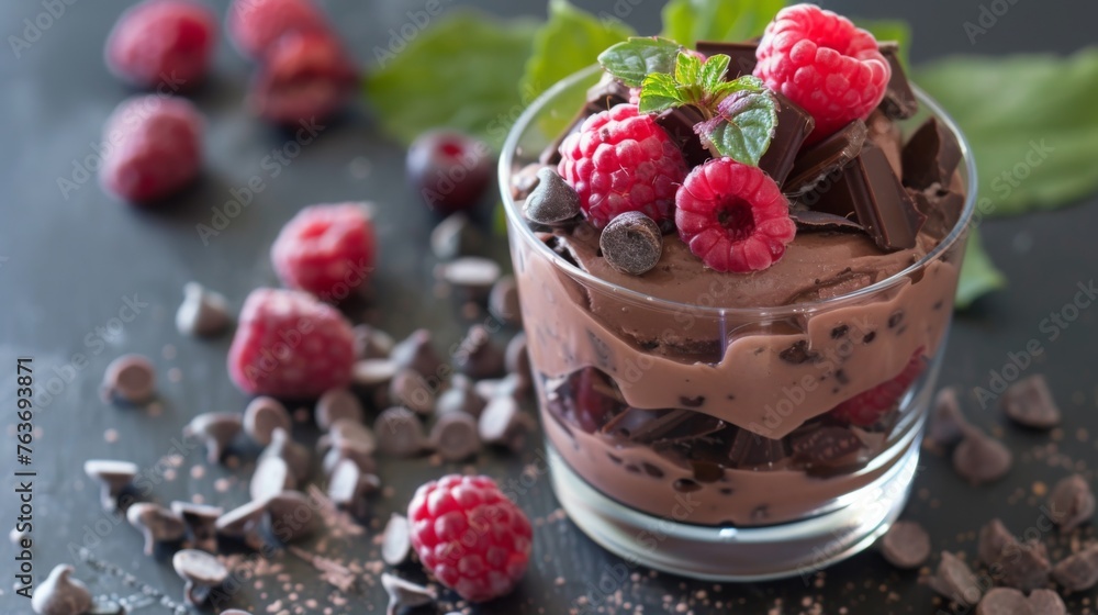 Decadent Chocolate Dessert With Raspberries and Chocolate Chips Decadent Chocolate Dessert With Raspberries and Chocolate Chips