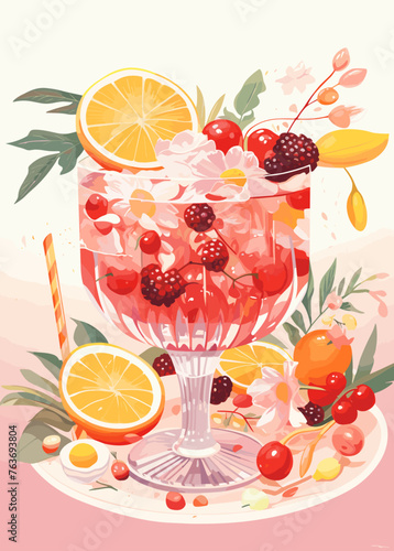 cocktail with fruits and berries