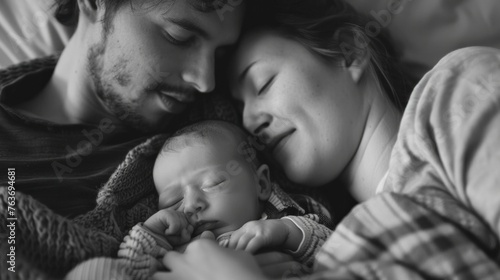 Parents soothing their baby to sleep, imagining parenthood journey.