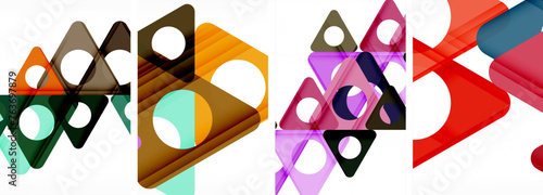 Abstract background set featuring captivating triangles. Harmonious blend of geometry and style, these designs bring modern flair