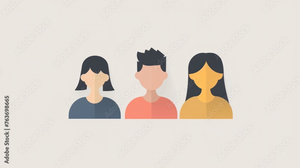Fototapeta premium Simple people icon featuring a minimalistic design and neutral color palette.