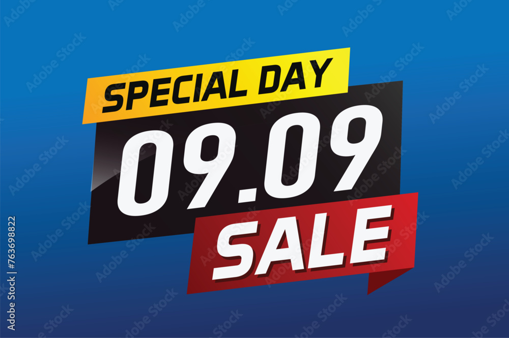 9.9 Special day sale word concept vector illustration with ribbon and 3d style for use landing page, template, ui, web, mobile app, poster, banner, flyer, background, gift card, coupon

