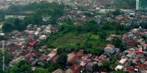 aerial video of densely populated settlements in a highland city