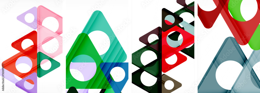 Abstract background set featuring captivating triangles. Harmonious blend of geometry and style, these designs bring modern flair Abstract background set featuring captivating triangles. Harmonious blend of geometry and style, these designs bring modern flair