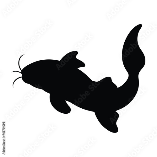 silhouette of a catfish on white