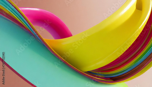 abstact 3d background of brightly coloured abstract 3d form shape floating in an empty space in celebrate summertime happiness greeting tenplate mockup photo