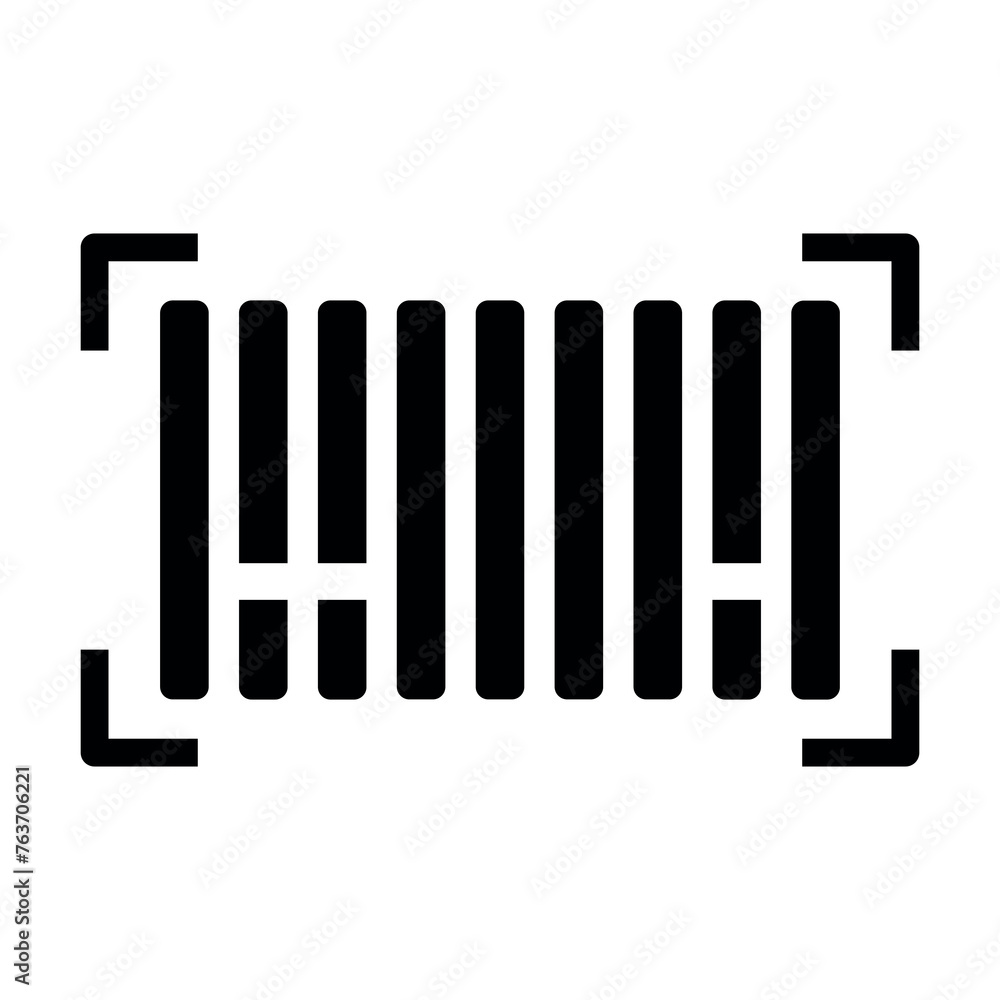 black vector barcode icon on white background black vector barcode icon on white background