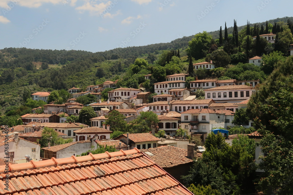 View onto Sirince and its beautiful traditional houses, Izmir Province, Turkey