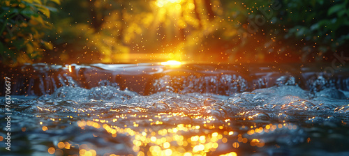 Sunset winter river landscape. Created with Ai