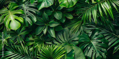 Nature leaves green tropical forest background concept.AI Generative