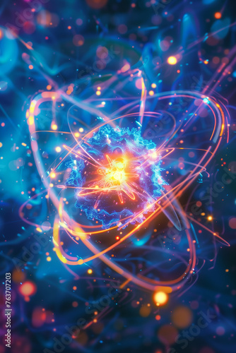 Subatomic proton particle collision in nuclear fusion experiment lab © pijav4uk
