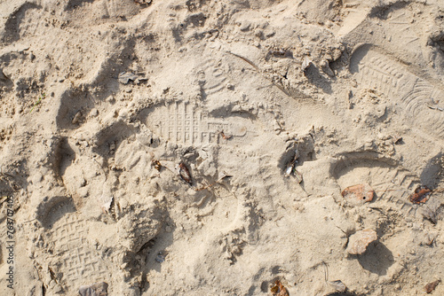 yellow sand with footprints  background