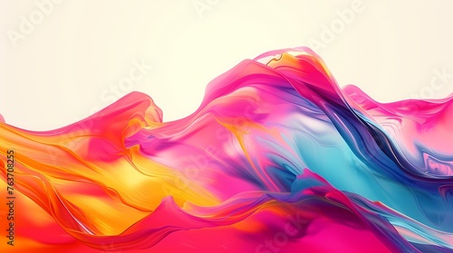 Bold strokes of vibrant color in a fluid motion, creating a dynamic gradient wave that is both energetic and visually striking in its minimalistic simplicity.