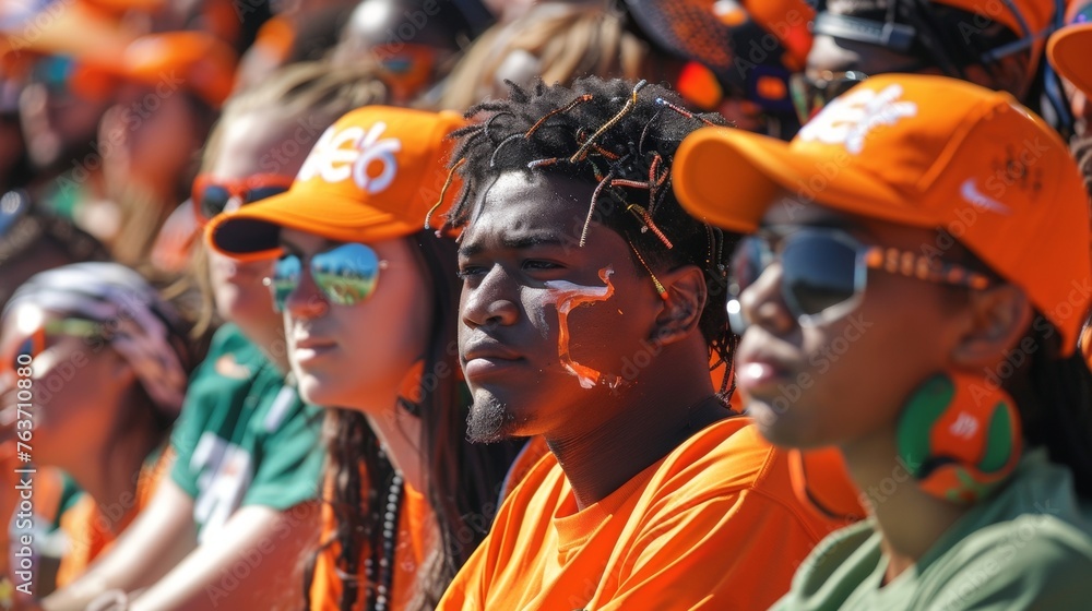 Fans show their dedication wearing the same team colors from head to toe. Fans show their dedication wearing the same team colors from head to toe.
