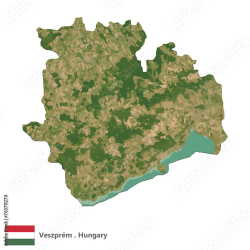 Veszprém, County of Hungary Topographic Map (EPS) photo