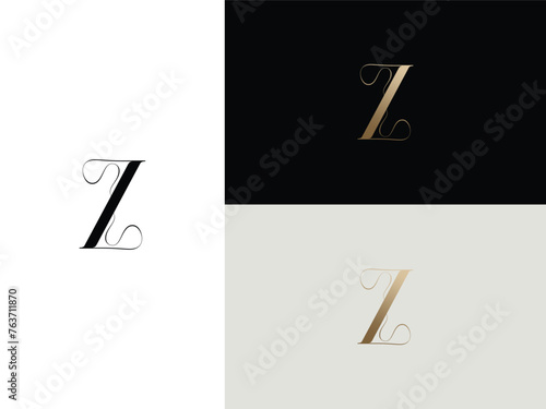 elegant, simple, minimal, and luxury serif font alphabet letter Z logo design