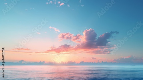 Pastel Sunset Sky Over Tranquil Sea.