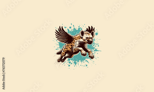 hyena flying with wings vector flat design fangs