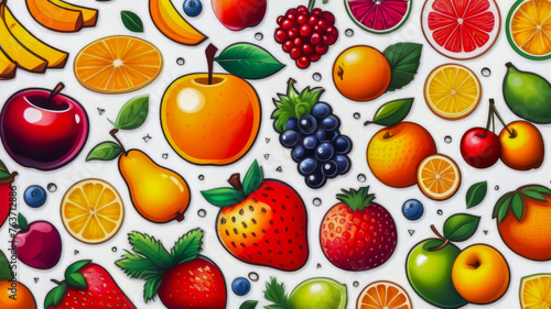 Fruit collection for website: Fresh fruit stickers. 