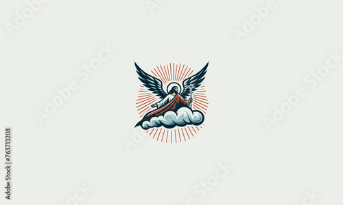 jesus with wings on cloud vector mascot design