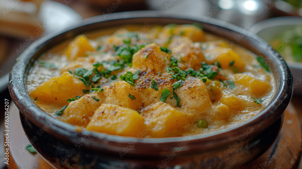Creamy Dream: Yoghurt Curry - Potatoes & Peas in a Spiced Embrace Creamy Dream: Yoghurt Curry - Potatoes & Peas in a Spiced Embrace