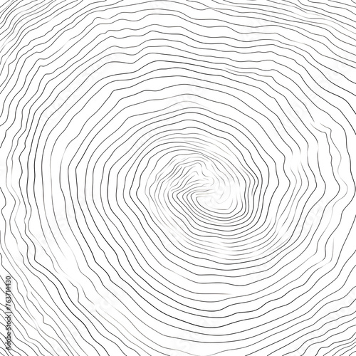 A hand-drawn, wavy concentric tree ring pattern with an editable stroke, created from a sliced tree trunk with a ripple ring line pattern shape in organic wood on white and transparent background