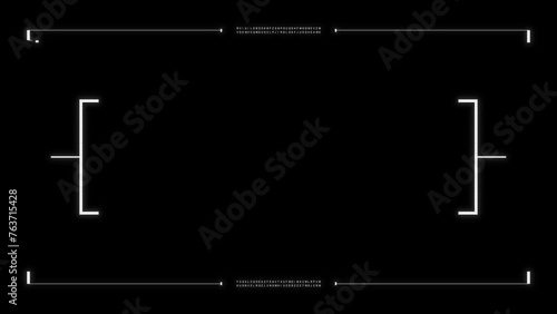 Futuristic glitchy HUD aim reticle. Cyberpunk style distorted HUD screen. Tech user interface hologram glitch screen for game, movie, sci-fi, drone footage, VR. Video overlay template. Cyber concept.