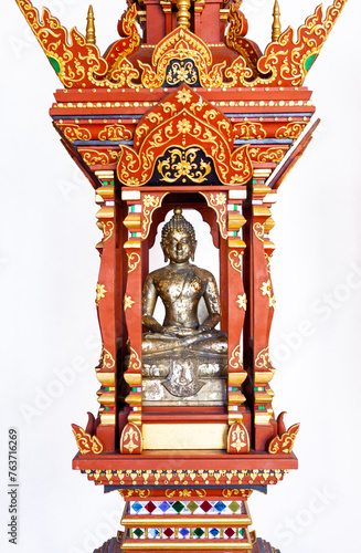 Budha Statue on Isolated white, Northern of Thailand Budha Statue Style on Isolated white