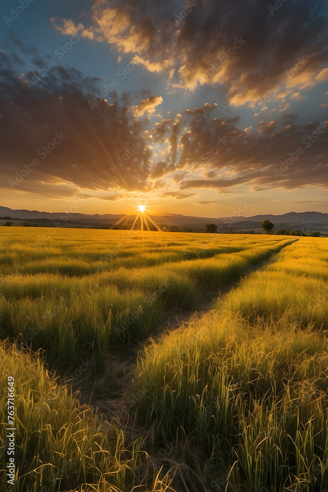 Yellow field at sunset Yellow field at sunset
