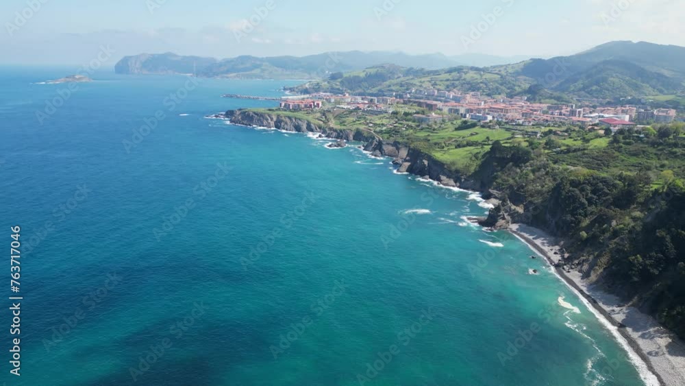 Green Coast in Bermeo, Bay of Biscay, Basque Country, North Spain - Aerial 4k Green Coast in Bermeo, Bay of Biscay, Basque Country, North Spain - Aerial 4k