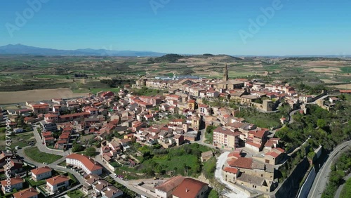 Beautiful Village Briones in La Rioja, North Spain - Aerial 4k Pedestal photo