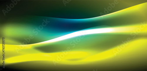 Dynamic waves in ethereal glow of neon lights. Concept merges fluidity of motion with vibrant allure of neon, crafting entrancing backdrop that embodies both vitality and futuristic sophistication