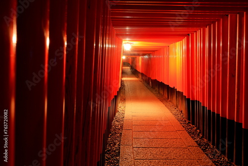 Fushimi Inari Taisha with hundreds of traditional gates at Fukakusa  Yabunouchicho  Fushimi Ward  Kyoto  Japan