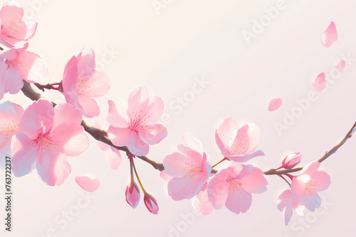 春の訪れ優しいピンクの桜の花・枝のイラスト