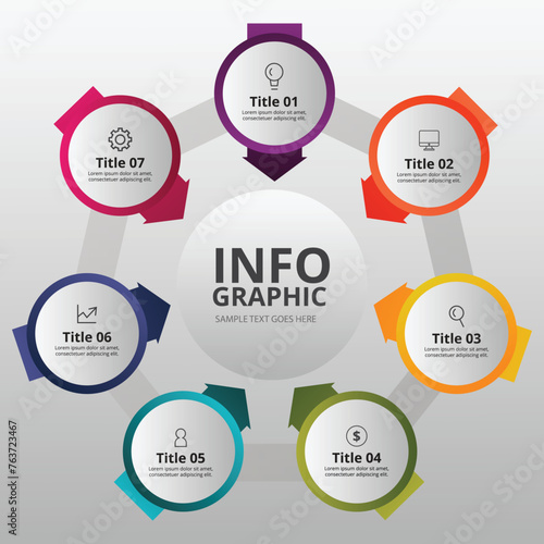 Timeline infographics design vector and marketing icons can be used for workflow layout, diagram, annual report, web design. Business concept with 7 options, steps or processes.