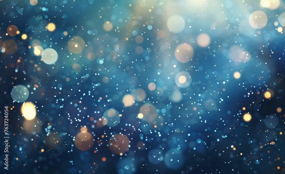 Golden and azure bokeh effect creating an enchanting ambiance, ideal for celebrations and holiday season backgrounds.