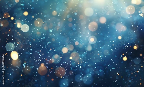 Golden and azure bokeh effect creating an enchanting ambiance, ideal for celebrations and holiday season backgrounds.