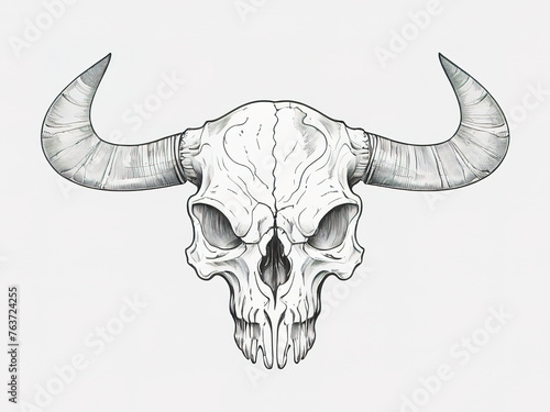  cow skull head horn isolated on white background